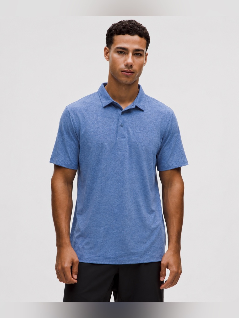 Lululemon Mens Short Sleeve Sport Polo Shirt Blue Size Medium 1091